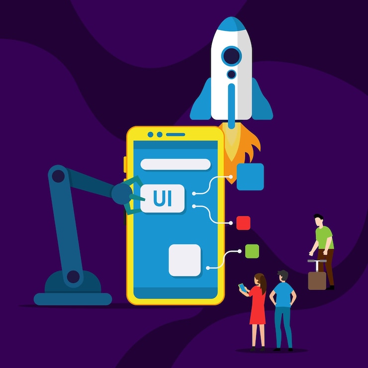 Vector proyecto de desarrollo de interfaz de usuario vector 2d