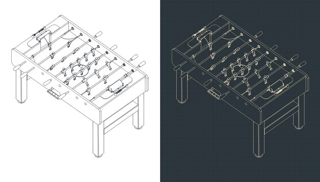 Proyecto isométrico de la mesa de futbolín clásico
