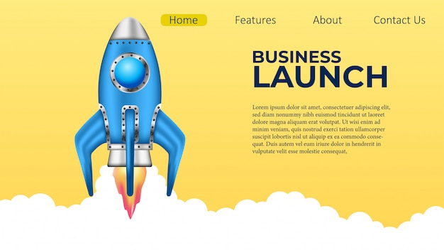 Proyecto de lanzamiento de cohetes de negocios página de aterrizaje