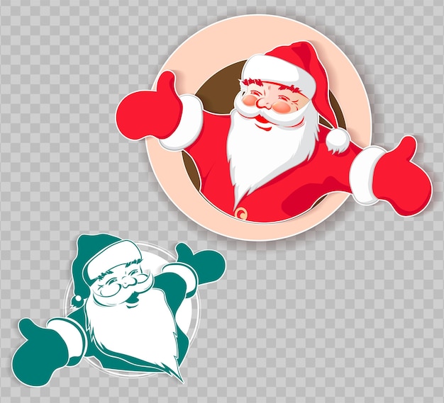 Vector proyecto navideño con elementos de diseño de manos separadas en tonos verdes y rojos de papá noel