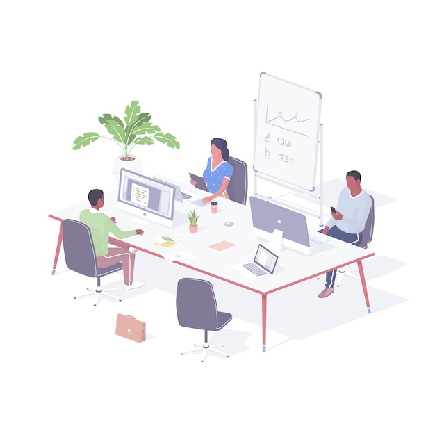 Proyecto de trabajo de empleados de oficina de grupo