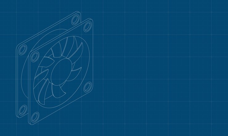 Vector proyecto de ventilador de computadora isométrico refrigerador de ventiladores de computadora isométrico del ventilador de la caja de la pc componentes de hardware de la computadora ilustración vectorial