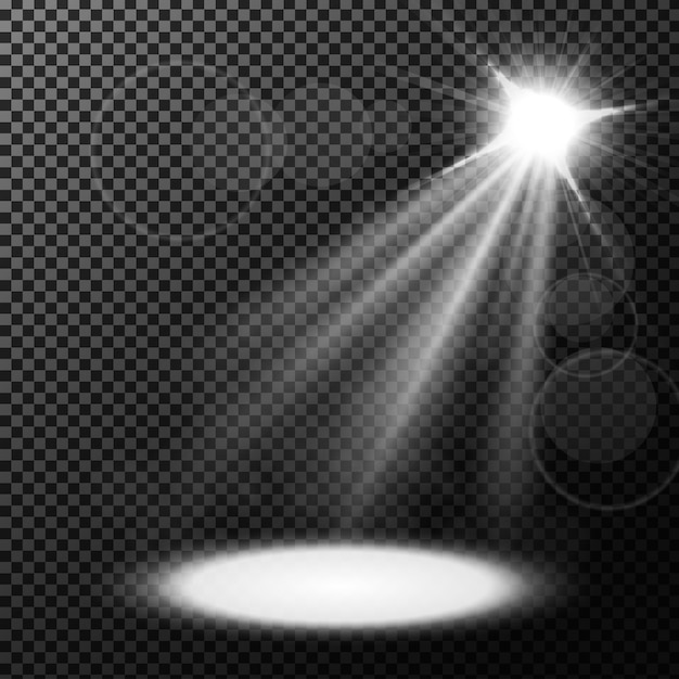 Proyector iluminado sobre fondo transparente