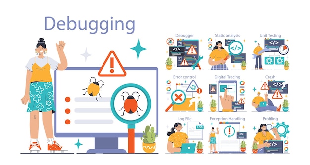 Prueba de conjunto de software prueba de código y depuración especialista en la búsqueda de errores utilizando funcional