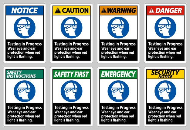 Prueba en curso Use protección para los ojos y los oídos cuando la luz roja parpadea
