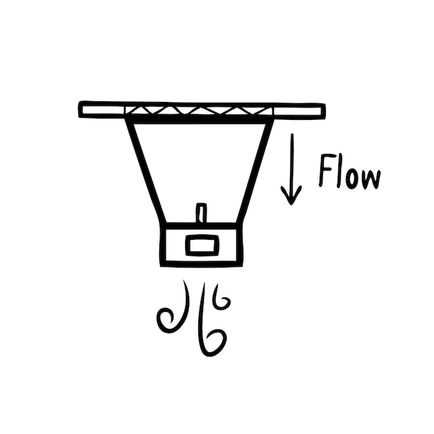 Prueba de flujo de aire para VAV Volumen de aire variable y cálculo de la tasa de cambio de aire Vector de icono de sala limpia