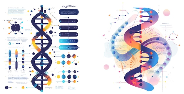 Vector prueba genética de la estructura molecular ilustración de la secuencia genealógica