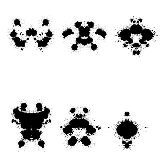 Vector prueba de mancha de tinta de rorschach siluetas abstractas diagnóstico psicológico