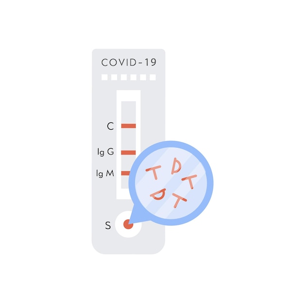 Prueba rápida covid-19 con moléculas de antígeno. Prueba exprés de coronavirus con resultado positivo. vector