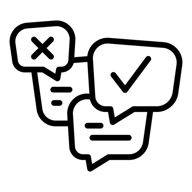 Prueba el vector de contorno del icono del chat Revisión social Ayuda de marketing