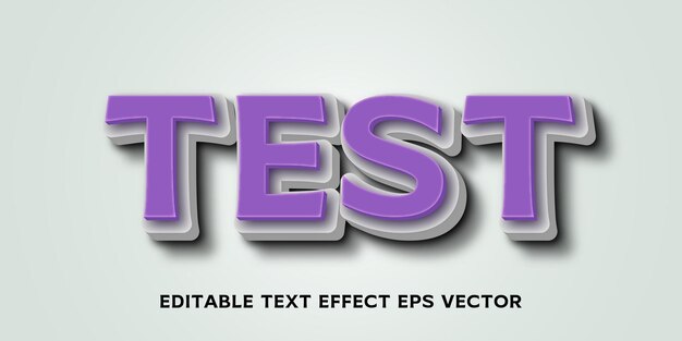 Prueba el vector de efecto de texto 3D editable de color púrpura