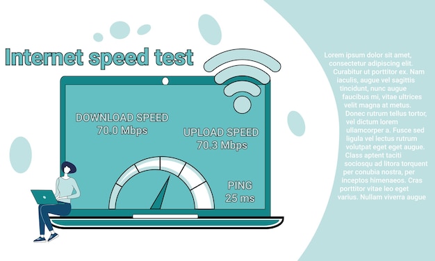 Vector prueba de velocidad de internet medición del modo de velocidad de la transmisión por internet