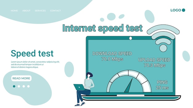 Vector prueba de velocidad de internet medición del modo de velocidad de la transmisión por internet