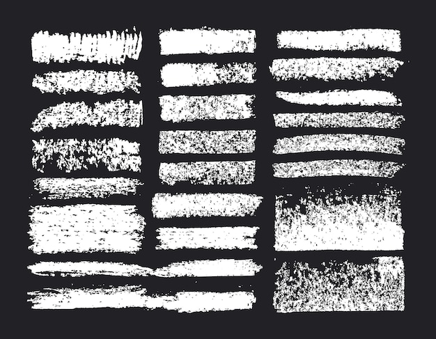 Pruebas de lápiz de tiza Grunge textura pinceles de tiza dibujados a mano dibujos en bruto pincelos de carbón plano conjunto de ilustraciones vectoriales trazas de texturas de tiza