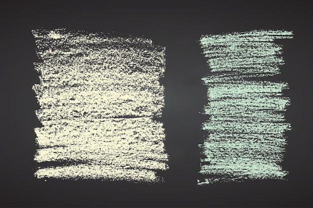 Pruebas de pincel texturas Grunge elementos de diseño de lápiz de colores rectángulo cuadros de texto en negrita elementos de color en la pizarra negra tiza banderas angustiadas salpicaduras de tinta Grunge objetos pintados ilustración vectorial