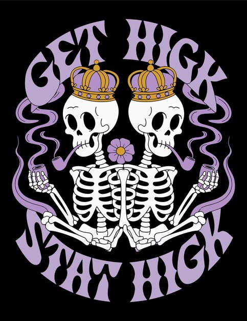 Psicodélico Get High Stay High T-Shirt Diseño vectorial Get high Stay High Vector gráfico