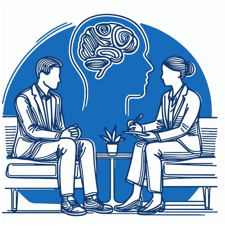 Un psicólogo escucha a un paciente en una sesión de psicoterapia