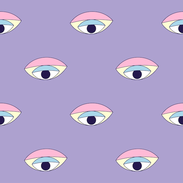 Psychedelic y2k magic caleidoscópico ojo de patrones sin fisuras Vintage vibe providence eyes te sigue