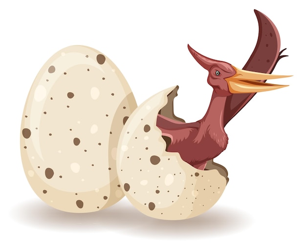 Vector pteranodon saliendo del huevo