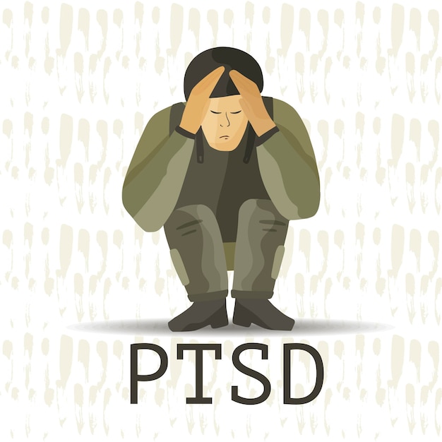 Vector ptsd trastorno de estrés postraumático ilustración vectorial