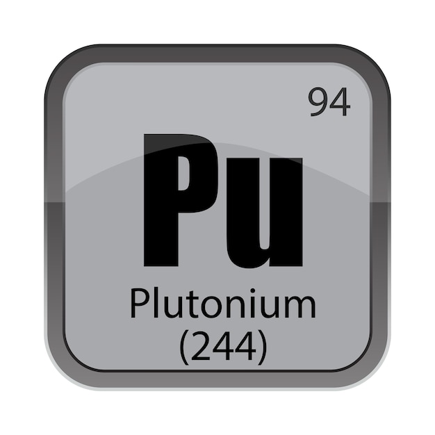 Pu noventa y cuatro Plutonio 244 etiqueta vector azulejos químicos bloque periódico gris