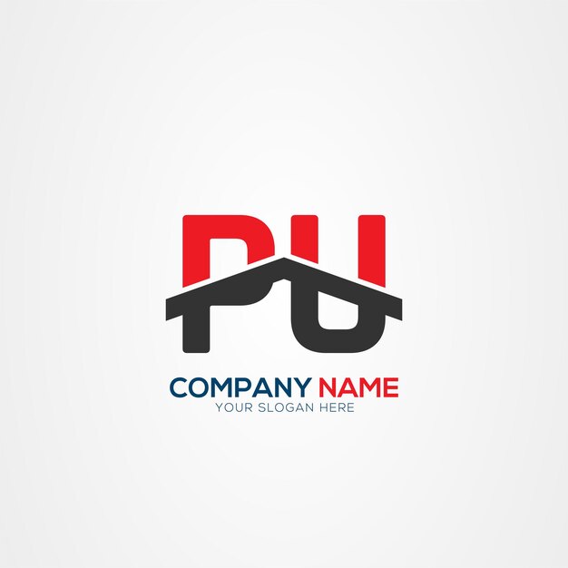 PU o UP Creative Modern Letters Elemento de diseño del logotipo
