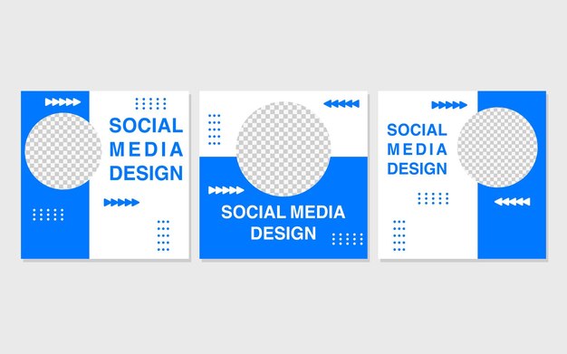 Publica en las redes sociales tres diseños azules y blancos para tu próxima publicación