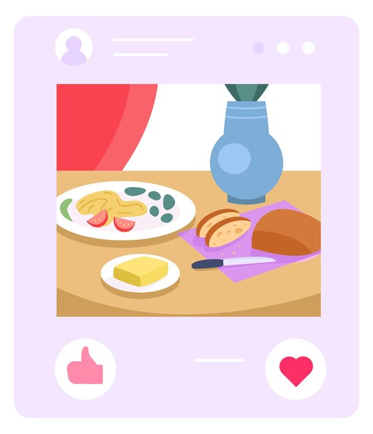 Publicación de blog de comida Icono plano de redes sociales