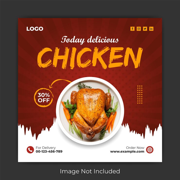 Publicación de comida en redes sociales o plantilla de banner de Instagram de comida