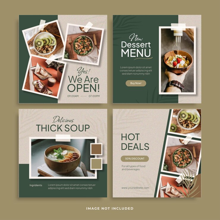 Vector publicación culinaria de instagram