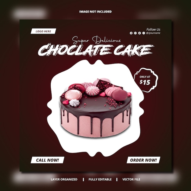 Publicación de Delicious Cake en las redes sociales
