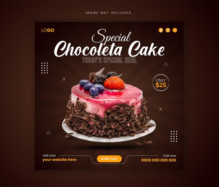 publicación especial en redes sociales de delicioso pastel