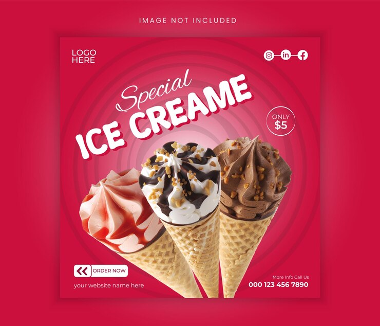 publicación especial en redes sociales de helado delicioso