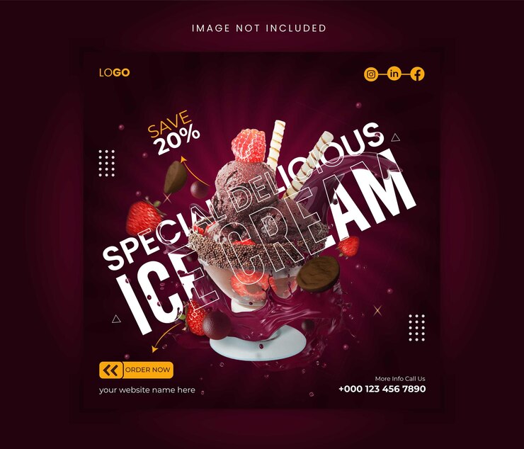 publicación especial en redes sociales de helado delicioso