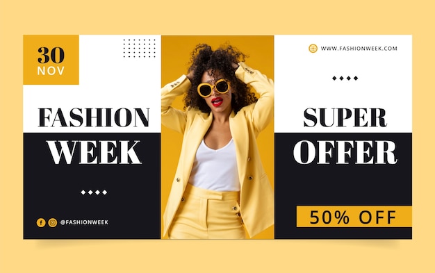 Publicación en Facebook de la semana de la moda de diseño plano