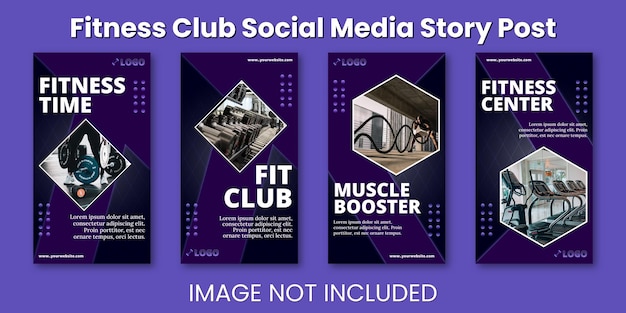 Vector publicación de historia en redes sociales de fitness club