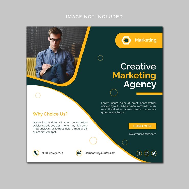 Publicación de Instagram de la agencia de marketing digital y plantilla de banner de redes sociales