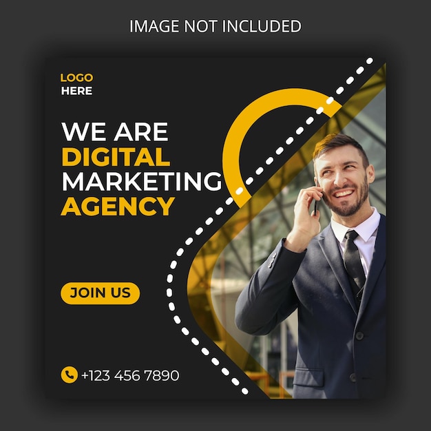 Publicación de instagram de la agencia de marketing digital y plantilla de banner de redes sociales