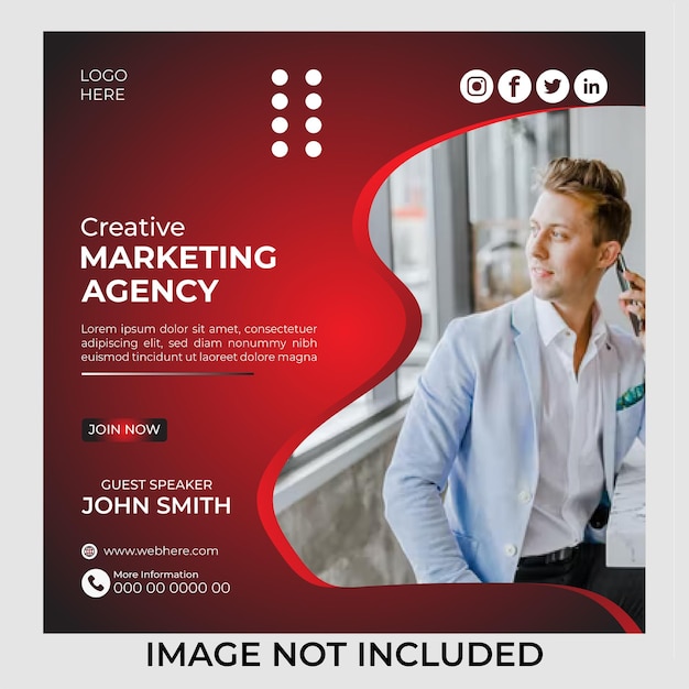 Publicación de instagram de agencia de marketing digital y plantilla de diseño de banner de redes sociales