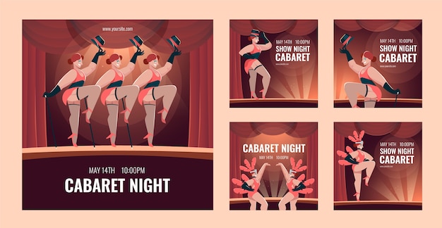 Vector publicación de instagram de cabaret dibujada a mano