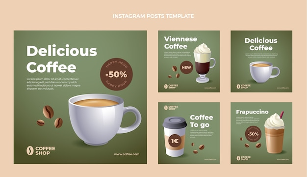 Vector publicación de instagram de cafetería realista