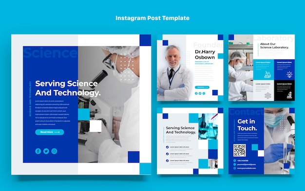 Vector publicación de instagram de ciencia de diseño plano