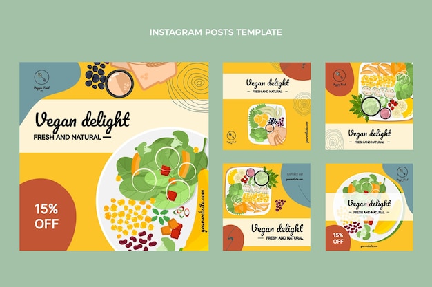 Vector publicación de instagram de comida plana