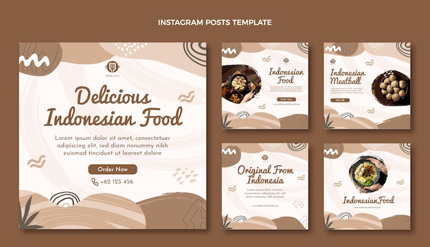 Vector publicación de instagram de comida plana