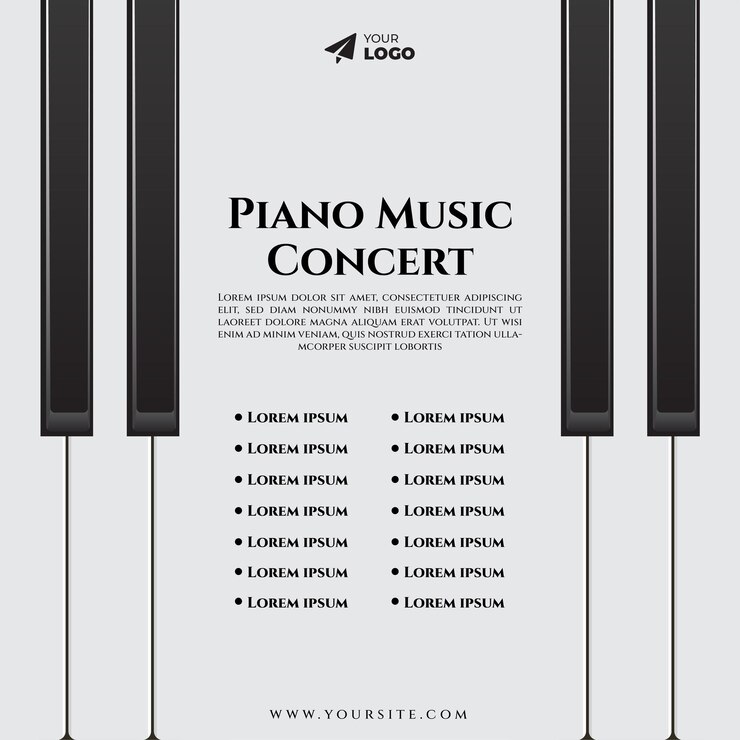 Publicación de Instagram de concierto de música de piano y plantilla de banner de redes sociales