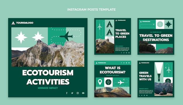 Publicación de instagram de ecoturismo de diseño plano