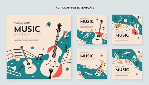 Publicación de instagram de festival de música minimalista plana