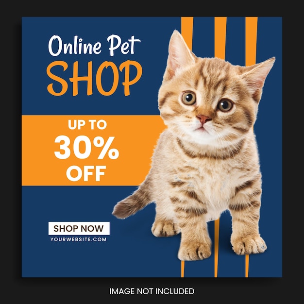 Vector publicación de instagram de mascotas tienda de mascotas plantilla de redes sociales anuncio de facebook folleto cuadrado