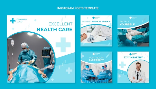 Publicación de instagram médica de diseño plano