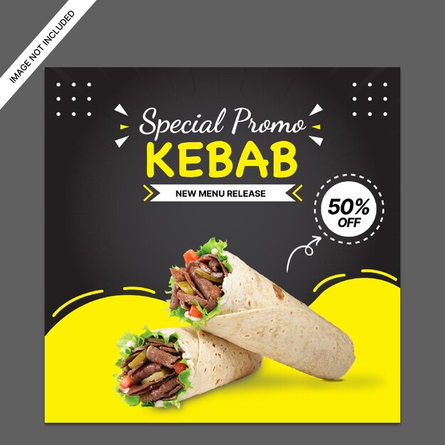 Vector publicación de instagram de promoción de comida de kebab